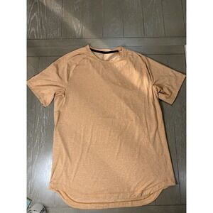 Lululemon License To Train Drysense Shirt Large Drop Cut Orange Short Sleeve